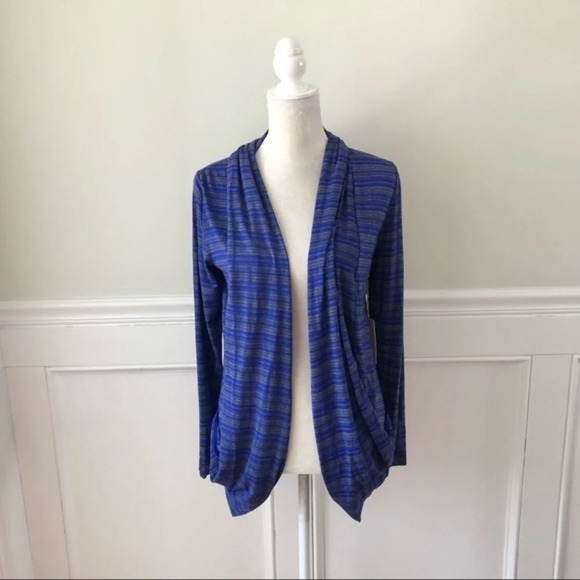 41Hawthorn Stitch Fix NWT Blue & Gray Concord Striped Open Cardigan Small - Picture 1 of 8